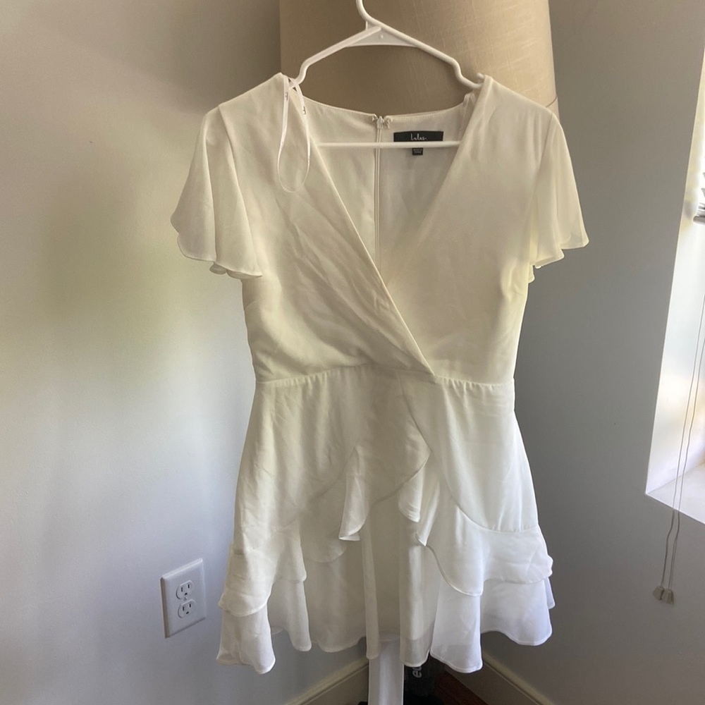 White Ruffled Mini Dress